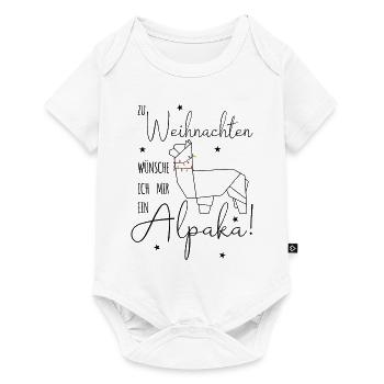 Zu Weihnachten wünsche ich mir ein Alpaka - Baby Premium Kurzarmbody - Weiß - Vorne