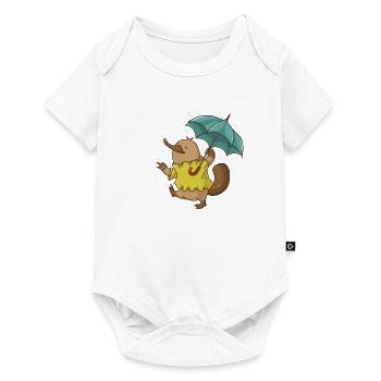 Ornithorynque avec parapluie sous la pluie Australie - Body à manches courtes Premium Bébé - blanc - Devant