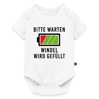 Bitte warten, Windel wird gefüllt. Spruch Baby - Baby Premium Kurzarmbody - Weiß - Vorne