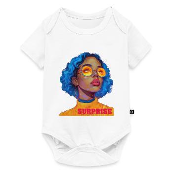Texte artistique de fille surprise - Body à manches courtes Premium Bébé - blanc - Devant