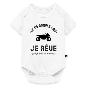 Je ne ronfle pas je rêve que je suis une moto - Body à manches courtes Premium Bébé - blanc - Devant