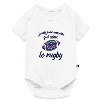 je suis juste une fille qui aime le rugby - Body à manches courtes Premium Bébé - blanc - Devant