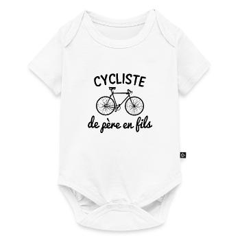 Cycliste de père en fils cadeau cycliste vélo - Body à manches courtes Premium Bébé - blanc - Devant