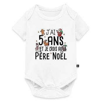 5 ans Père Noël Anniversaire Fille Garçon Fillette - Body à manches courtes Premium Bébé - blanc - Devant