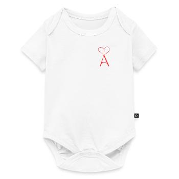 T-shirt en forme de cœur avec « A » – élégant et confortable ! - Body à manches courtes Premium Bébé - blanc - Devant