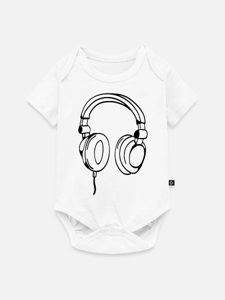 kopfhörer - Baby Premium Kurzarmbody - Weiß