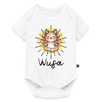 Wusa Yoga Katze Meditation - Baby Premium Kurzarmbody - Weiß - Vorne