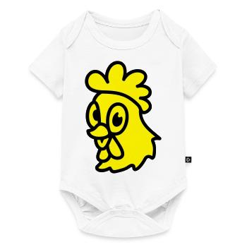 Comic Hahn freut sich - Baby Premium Kurzarmbody - Weiß - Vorne
