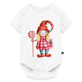 Jolie fille gnome avec sucette de Noël - Body à manches courtes Premium Bébé - blanc - Devant