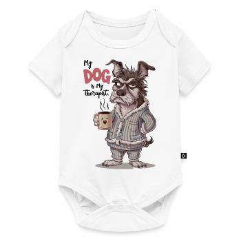 Mein Hund ist mein Therapeut Tierliebhaber - Baby Premium Kurzarmbody - Weiß - Vorne