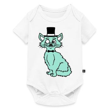 Sir Cat Gentleman Chapeau haut de forme Monocle Rich Gentleman - Body à manches courtes Premium Bébé - blanc - Devant