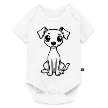 Whippet Chien Bande dessinée Mignon - Body à manches courtes Premium Bébé - blanc - Devant