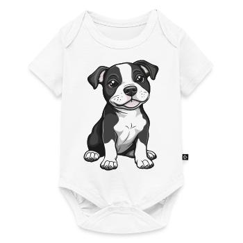 Pitbul Terrier Chien Bande Dessinée Mignon Fosse - Body à manches courtes Premium Bébé - blanc - Devant