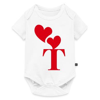 Lettre t cœur rouge - Body à manches courtes Premium Bébé - blanc - Devant