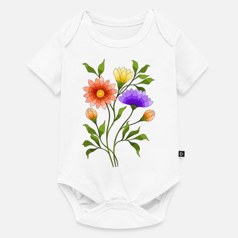 Fleur - Body à manches courtes Premium Bébé - blanc