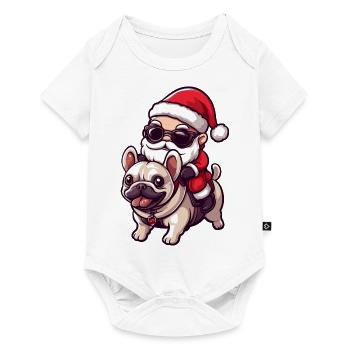 French Buldog Dog Santa Claus Cartoon - Baby Premium short-sleeve bodysuit - white - Front