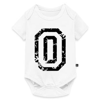 Letter O (Distressed) two-color Black/White - Baby Premium short-sleeve bodysuit - white - Front
