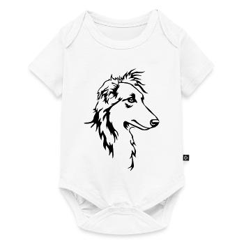Tête de whippet cheveux longs - Body à manches courtes Premium Bébé - blanc - Devant
