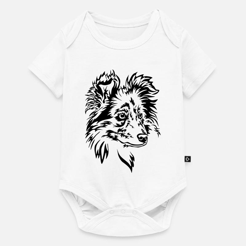 Sheltie Kopf - Baby Premium Kurzarmbody - Weiß