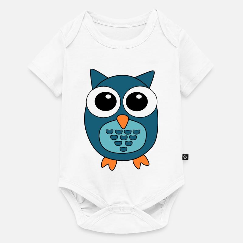 Eule blaue Eule - Baby Premium Kurzarmbody - Weiß