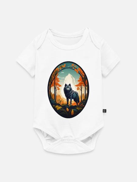 Waldbewohner Wolf - Baby Premium Kurzarmbody - Weiß