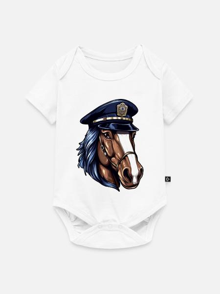 Pferde Polizist - Baby Premium Kurzarmbody - Weiß