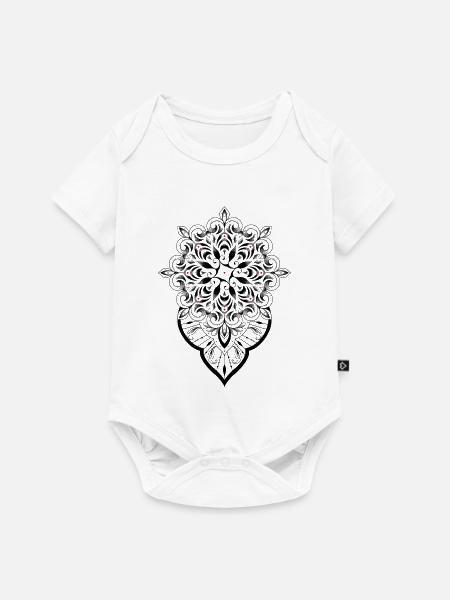 Mandala Grafik Punktarbeit - Baby Premium Kurzarmbody - Weiß
