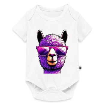 Alpaka mit Sonnenbrille - Baby Premium Kurzarmbody - Weiß - Vorne
