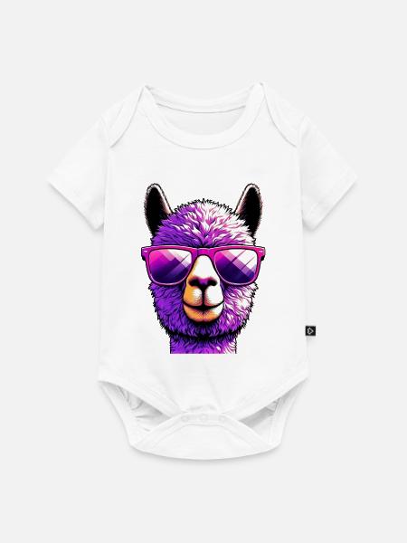 Alpaka mit Sonnenbrille - Baby Premium Kurzarmbody - Weiß