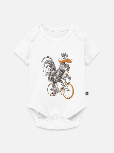 Hahn & Fahrräder - Baby Premium Kurzarmbody - Weiß