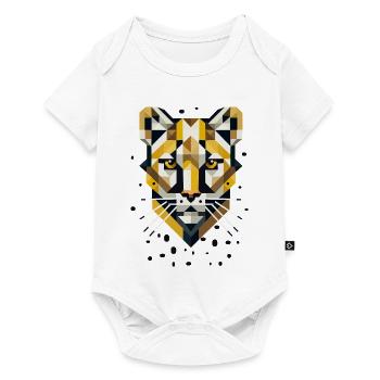 Geometric elegance – big cat in abstract form - Baby Premium short-sleeve bodysuit - white - Front