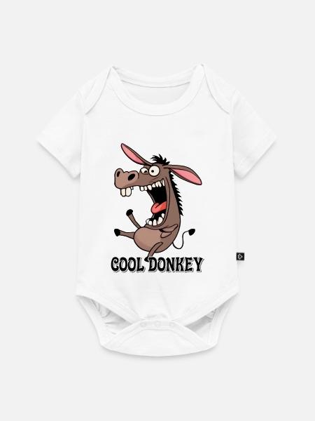 Witziger Esel Cartoon Druck - Baby Premium Kurzarmbody - Weiß