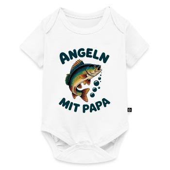 Angeln mit Papa mit springendem Barsch - Baby Premium Kurzarmbody - Weiß - Vorne
