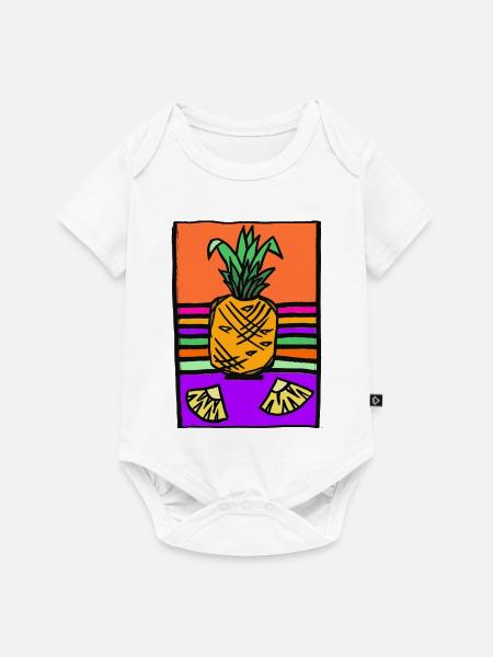Pineapple Neon Illustration - Baby Premium Kurzarmbody - Weiß