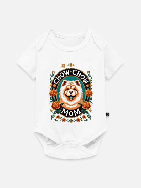 Chow Chow Mama Kreis Design - Baby Premium Kurzarmbody - Weiß