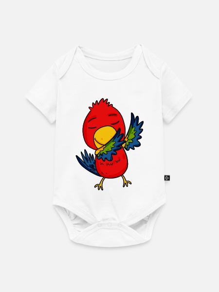 Bunter Papagei Motiv - Baby Premium Kurzarmbody - Weiß