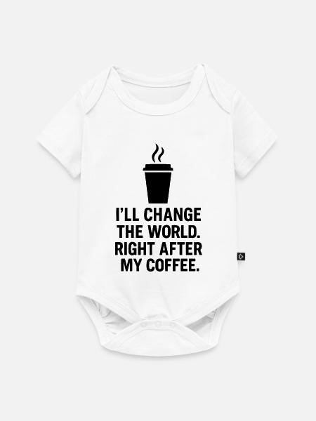 Motivierender Coffee Spruch - Baby Premium Kurzarmbody - Weiß