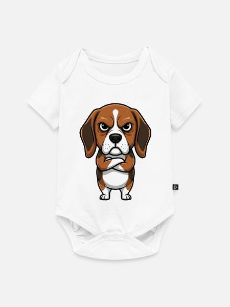 Süßer grimmiger Beagle Cartoon Hund - Baby Premium Kurzarmbody - Weiß