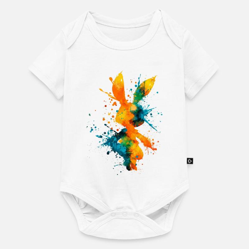 Abstract_Watercolor_Bunny_Rabbit_Splatter - Body à manches courtes Premium Bébé - blanc