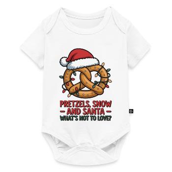 Bretzel festif avec chapeau de Père Noël et lumière de Noël - Body à manches courtes Premium Bébé - blanc - Devant