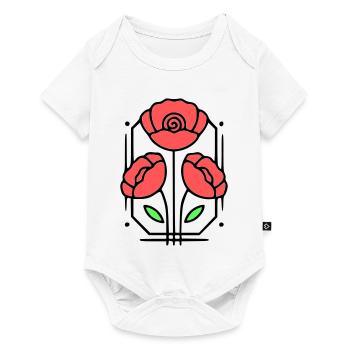 Poppy Poppies Minimalist Line Art 8 - Baby Premium short-sleeve bodysuit - white - Front