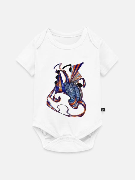BlauOrange Stoffbänder - Baby Premium Kurzarmbody - Weiß