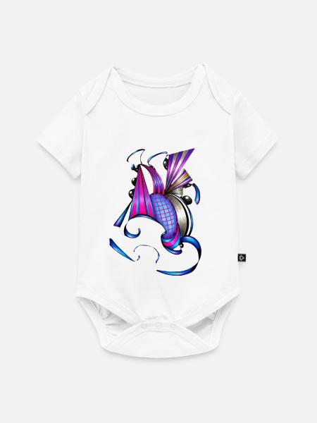 Farbige Spiral- und Fächerkunst - Baby Premium Kurzarmbody - Weiß