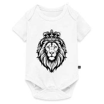 Lion majestueux avec une couronne - Body à manches courtes Premium Bébé - blanc - Devant