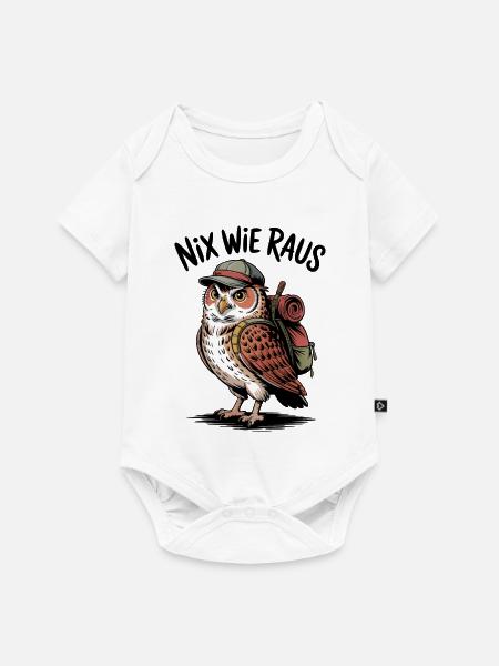 WanderEule Backpack-Abenteuer - Baby Premium Kurzarmbody - Weiß