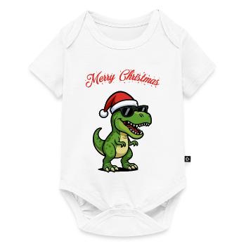 Christmas Dino with Sunglasses - Baby Premium short-sleeve bodysuit - white - Front