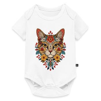 Floral cat head design floral - Baby Premium short-sleeve bodysuit - white - Front