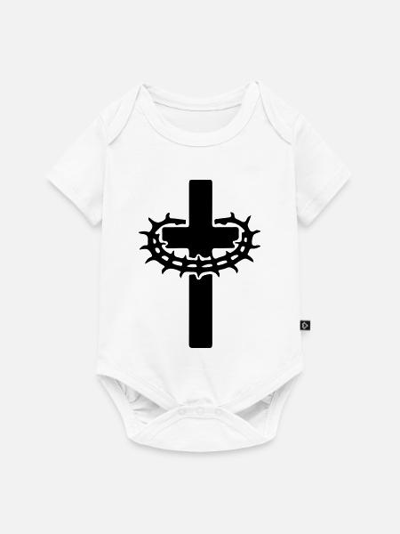 Kreuz Dornenkrone Jesus - Baby Premium Kurzarmbody - Weiß