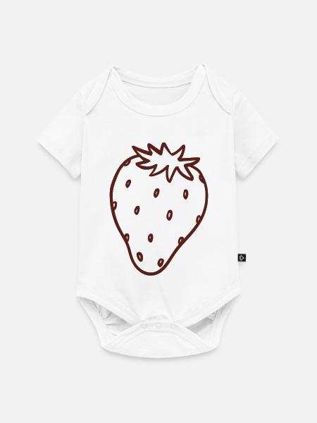 Erdbeer-Linienkunst - Baby Premium Kurzarmbody - Weiß