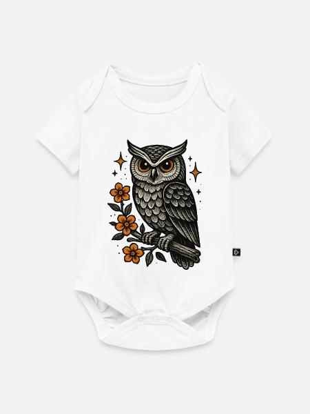 Eulenstern mit Feuerblüten - Baby Premium Kurzarmbody - Weiß